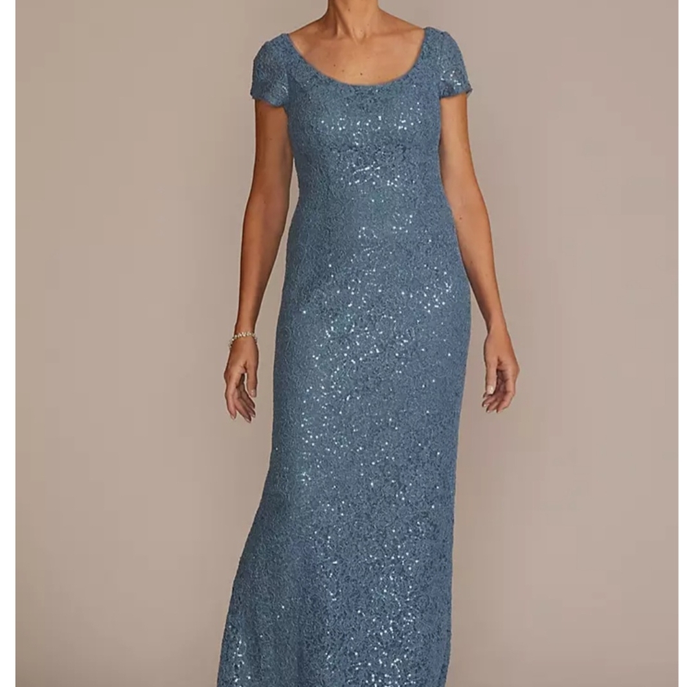 Oleg Cassini Elegant Blue Sequin Dress / Size 8